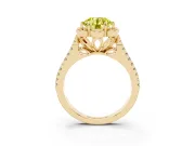 Round Floral Halo Engagement Ring Setting for a Fancy Yellow Lab-Grown Diamond | Pavé Split Shank | Yellow Gold