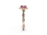Asscher Cut Twist Halo Engagement Ring Setting for a Fancy Pink Lab-Grown Diamond | Rose Gold