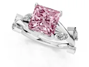 Princess Cut Twisted Vine Engagement Ring Setting for a Fancy Pink Lab-Grown Diamond | Platinum