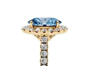 Oval Raised Halo Engagement Ring Setting for a Fancy Blue Lab-Grown Diamond | Yellow Gold