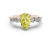 Pear-Shaped 5 Stone Engagement Ring Setting for a Fancy Yellow Lab-Grown Diamond | Rose Gold