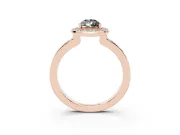 Pear-Shaped Bezel-Rim Halo Engagement Ring Setting for a Black Center | Pavé Band | Rose Gold