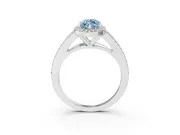Fancy Blue Marquise Cut Diamond Halo Split Shank Pavé Ring Set in Silver with Prong Setting
