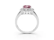 Princess Cut Graduated Milgrain Halo Engagement Ring Setting for a Fancy Pink Lab-Grown Diamond | Sterling Silver