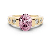 Oval Tension Style Engagement Ring Setting for a Fancy Pink Lab-Grown Diamond | Yellow Gold