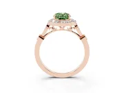 Oval Halo Engagement Ring Setting for a Fancy Green Lab-Grown Diamond | Bezel Stations | Rose Gold