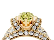 Marquise Vintage Pave Engagement Ring Setting for a Fancy Yellow Lab-Grown Diamond | Milgrain Edges | Yellow Gold