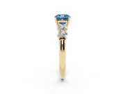 Cushion Cut Five Stone Engagement Ring Setting for a Fancy Blue Lab-Grown Diamond | Prong Set Side Stones | Yellow Gold