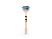 Fancy Blue Radiant Cut Diamond Solitaire Ring Set in Rose gold with Prong Setting and Classic Band