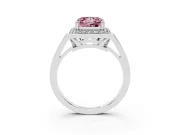 Princess Cut Halo Engagement Ring Setting for a Fancy Pink Lab-Grown Diamond | Polished Halo Rim | Platinum