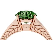 Round Split Shank Pavé Engagement Ring Setting for a Fancy Green Lab-Grown Diamond | Rose Gold