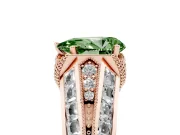 Fancy Green Pear Cut Diamond Vintage-Inspired Milgrain Ring Set in Rose gold with Accent Split Shank