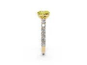 Radiant Cut Shared Prong Engagement Ring Setting for a Fancy Yellow Lab-Grown Diamond | Yellow Gold