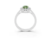 Fancy Green Marquise Cut Diamond Halo Ring Set in Platinum with Round Halo and Smooth Solitaire Band