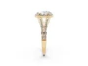 Oval Halo Engagement Ring Setting | V-Split Pavé Band | Yellow Gold