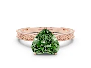 Heart-Shaped Engraved Engagement Ring Setting for a Fancy Green Lab-Grown Diamond | Rose Gold