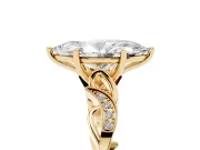 Marquise Vintage Vine Solitaire Engagement Ring Setting | Milgrain Leaves | Yellow Gold