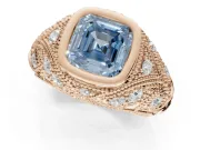 Asscher Cut Vintage Bezel Engagement Ring Setting for a Fancy Blue Lab-Grown Diamond | Rose Gold