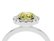 Oval Thin Halo Engagement Ring Setting for a Fancy Yellow Lab-Grown Diamond | Plain Polished Band | Platinum