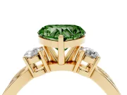 Heart-Shaped Three-Stone Twist Engagement Ring Setting for a Fancy Green Lab-Grown Diamond | Yellow Gold