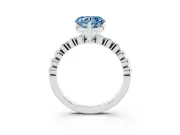 Fancy Blue Heart Cut Diamond Solitaire Engagement Ring Set in Platinum with Bezel Accents on Beaded Band