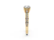 Cushion Cut Graduated Pavé Solitaire Engagement Ring Setting | Wide Pavé Row Band | Yellow Gold