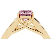 Emerald Cut Channel-Set Engagement Ring Setting for a Fancy Pink Lab-Grown Diamond | Yellow Gold