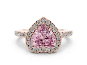Heart-Shaped Pave Halo Engagement Ring Setting for a Fancy Pink Lab-Grown Diamond | Pave Band | Rose Gold