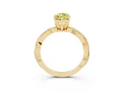 Fancy Yellow Marquise Cut Diamond Solitaire Ring Set in Yellow gold with Twisted Band and Bead Prong Setting