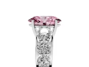Oval Graduated Side Stone Engagement Ring Setting for a Fancy Pink Lab-Grown Diamond | Flat Top Band | Platinum