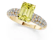 Emerald Cut Close Set Pave Engagement Ring Setting for a Fancy Yellow Lab-Grown Diamond | Multi Row | Yellow Gold