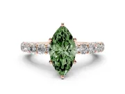 Marquise Shared Prong Engagement Ring Setting for a Fancy Green Lab-Grown Diamond | Rose Gold