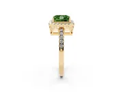 Princess Cut Halo Engagement Ring Setting for a Fancy Green Lab-Grown Diamond | Shared Prong Pavé Band | Yellow Gold