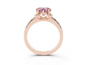 Heart-Shaped Side Stone Engagement Ring Setting for a Fancy Pink Lab-Grown Diamond | Pave Band | Rose Gold