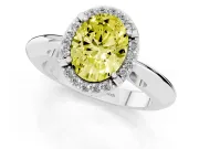Oval Halo Engagement Ring Setting for a Fancy Yellow Lab-Grown Diamond | Plain Band | Platinum