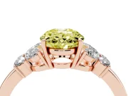 Fancy Yellow Oval Cut Diamond Solitaire Floral Ring Set in Rose gold with Marquise Petals and Prong Setting