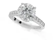 Round Pavé Solitaire Engagement Ring Setting | Crossover Gallery | Platinum
