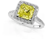 Asscher Cut Halo Engagement Ring Setting for a Fancy Yellow Lab-Grown Diamond | Platinum - Design NV-24729