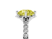 Round Floral Petal Engagement Ring Setting for a Fancy Yellow Lab-Grown Diamond | Petal Accents | Sterling Silver