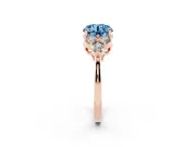Round Cluster Side Stone Engagement Ring Setting for a Fancy Blue Lab-Grown Diamond | Rose Gold