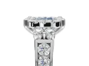 Cushion Cut Halo Engagement Ring Setting for a Fancy Blue Lab-Grown Diamond | Graduated Channel Band | White Gold