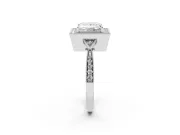 Princess Cut Diamond Halo Engagement Ring Set in Platinum with Milgrain Pavé Band