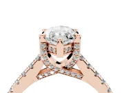 Marquise Hidden Halo Pave Engagement Ring Setting | Claw Prongs | Rose Gold