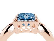 Princess Cut Halo Engagement Ring Setting for a Fancy Blue Lab-Grown Diamond | Plain Tapered Band | Rose Gold