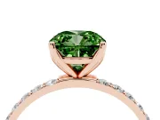 Cushion Cut Pave Engagement Ring Setting for a Fancy Green Lab-Grown Diamond | Slim Band | Rose Gold