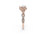 Heart-Shaped Milgrain Halo Engagement Ring Setting | Graduated Shoulders | Rose Gold