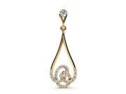Round Lab-Grown Diamond Pavé Swirl Teardrop Pendant Necklace | Open Drop | Yellow Gold