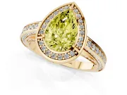 Pear-Shaped Sectioned Halo Engagement Ring Setting for a Fancy Yellow Lab-Grown Diamond | Yellow Gold