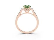 Oval Raised Halo Engagement Ring Setting for a Fancy Green Lab-Grown Diamond | Pave Band | Rose Gold