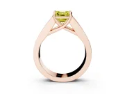 Fancy Yellow Asscher Cut Diamond Solitaire Ring Set in Rose gold with Channel-Set Accent Stones and Prong Setting